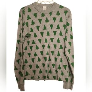 Hanna Andersson Gray Christmas Tree Long Sleeve Cotton Pajama top Unisex SZ XS